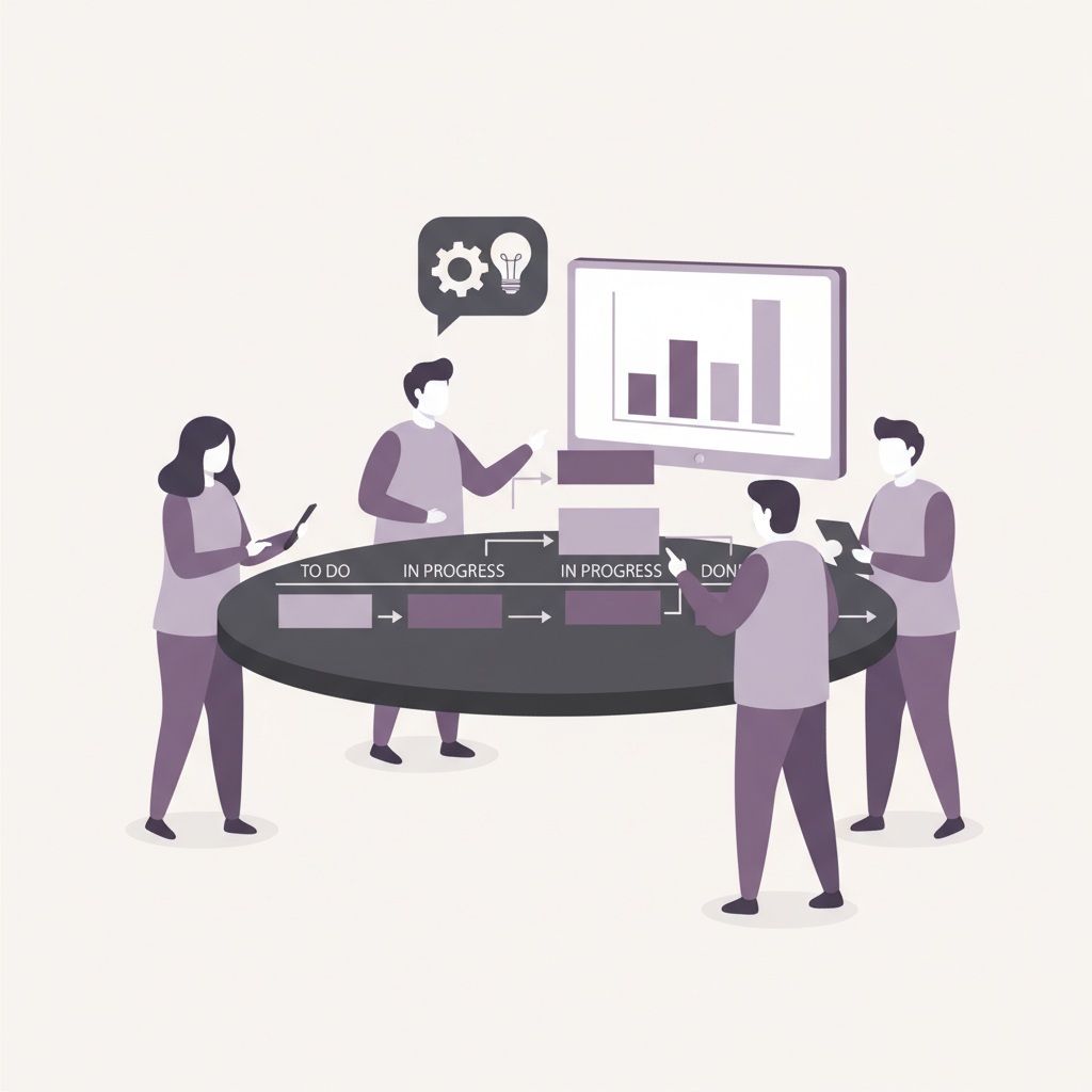 Agile team collaborating on software development