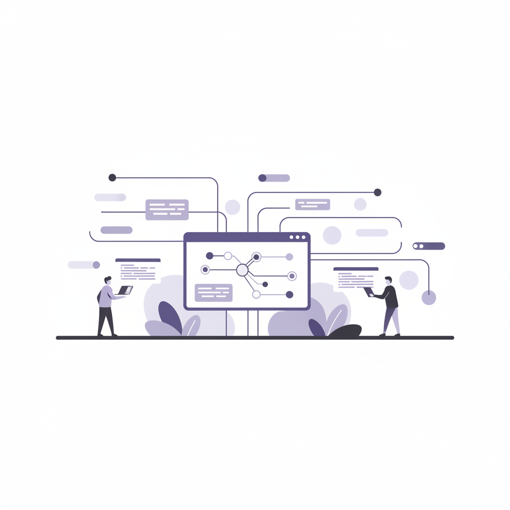 Abstract digital network with data flow and coding